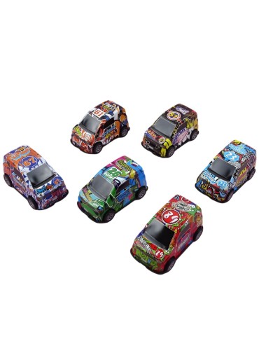 Carro Buseta Grafiti Deportiva Multicolor Juguete X 6 Unidad