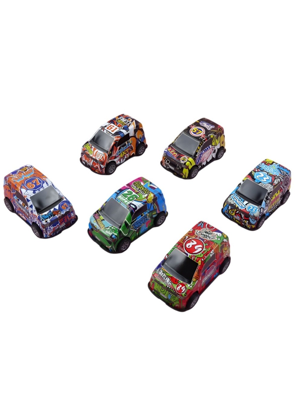 Carro Buseta Grafiti Deportiva Multicolor Juguete X 6 Unidad