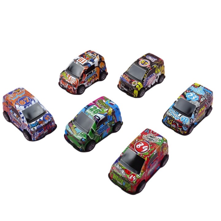 Carro Buseta Grafiti Deportiva Multicolor Juguete X 6 Unidad
