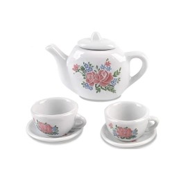 Juego De Te Porcelana Mini Juguete Tetera Platos Flores