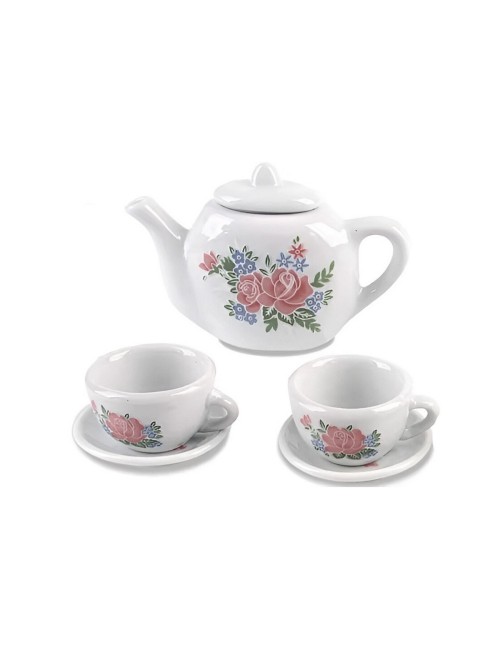 Juego De Te Porcelana Mini Juguete Tetera Platos Flores