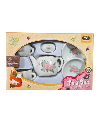 Juego De Te Porcelana Mini Juguete Tetera Platos Flores