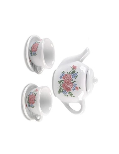 Juego De Te Porcelana Mini Juguete Tetera Platos Flores