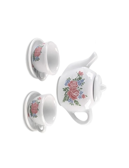 Juego De Te Porcelana Mini Juguete Tetera Platos Flores
