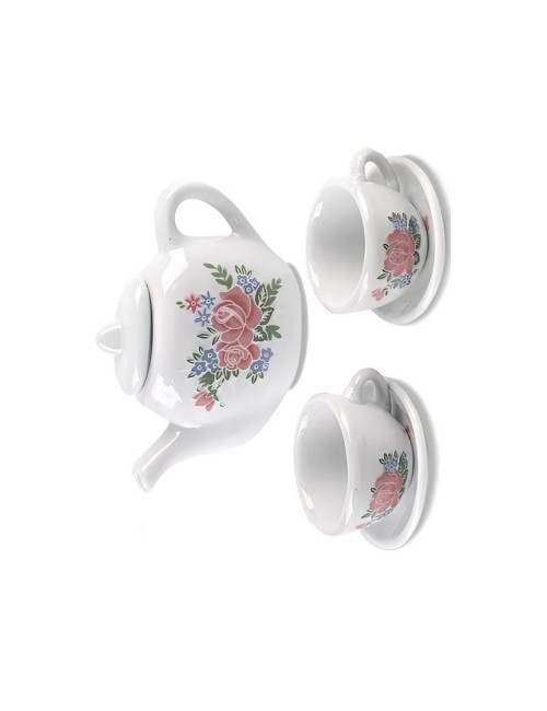 Juego De Te Porcelana Mini Juguete Tetera Platos Flores