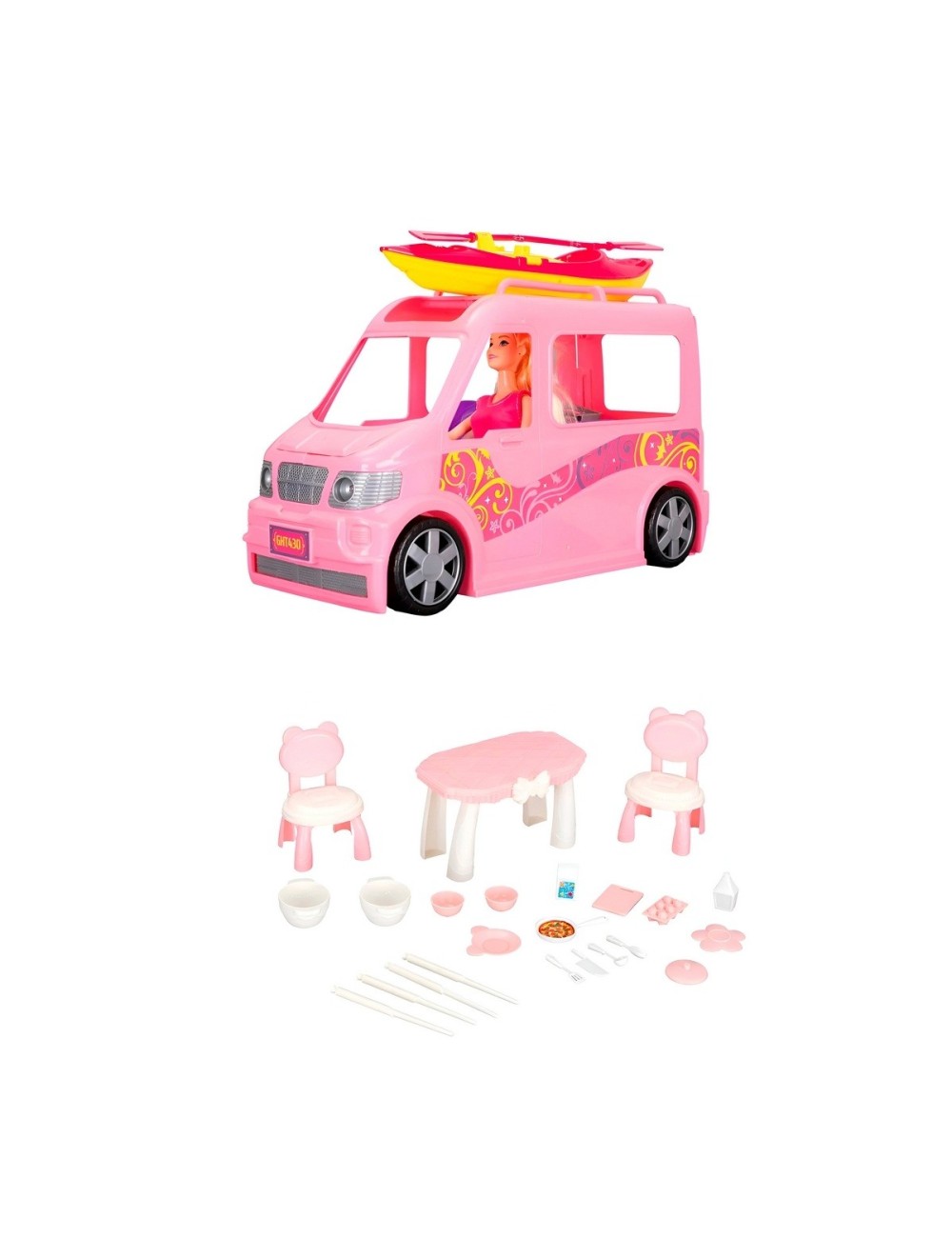 Muñeca Accesorios De Viaje + Carro Juguete Interactivo