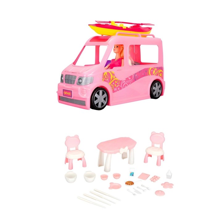 Muñeca Accesorios De Viaje + Carro Juguete Interactivo