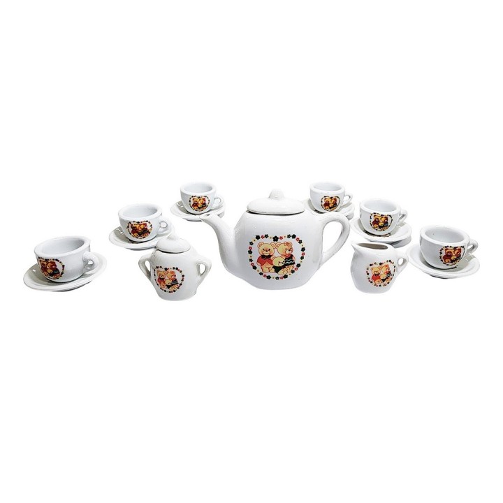 Juego De Te Mini Porcelana Juguete Tetera Platos Ositos