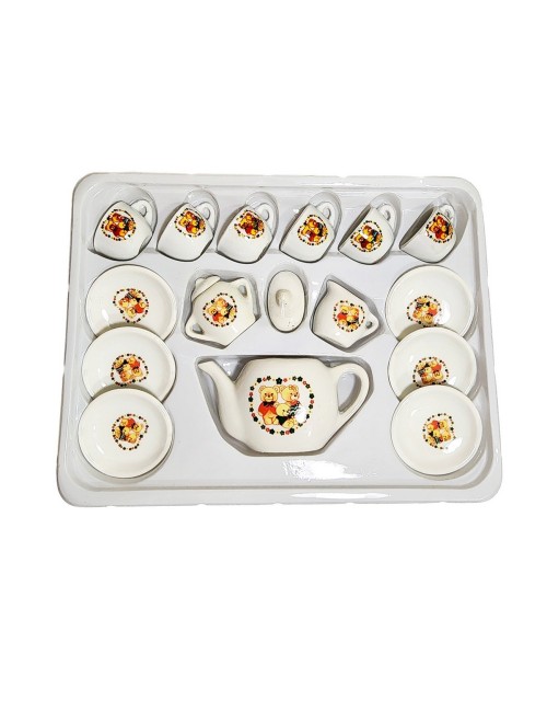 Juego De Te Mini Porcelana Juguete Tetera Platos Ositos