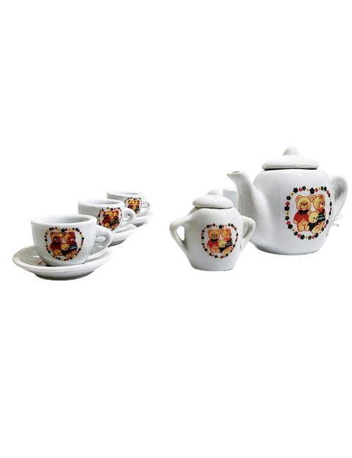 Juego De Te Mini Porcelana Juguete Tetera Platos Ositos