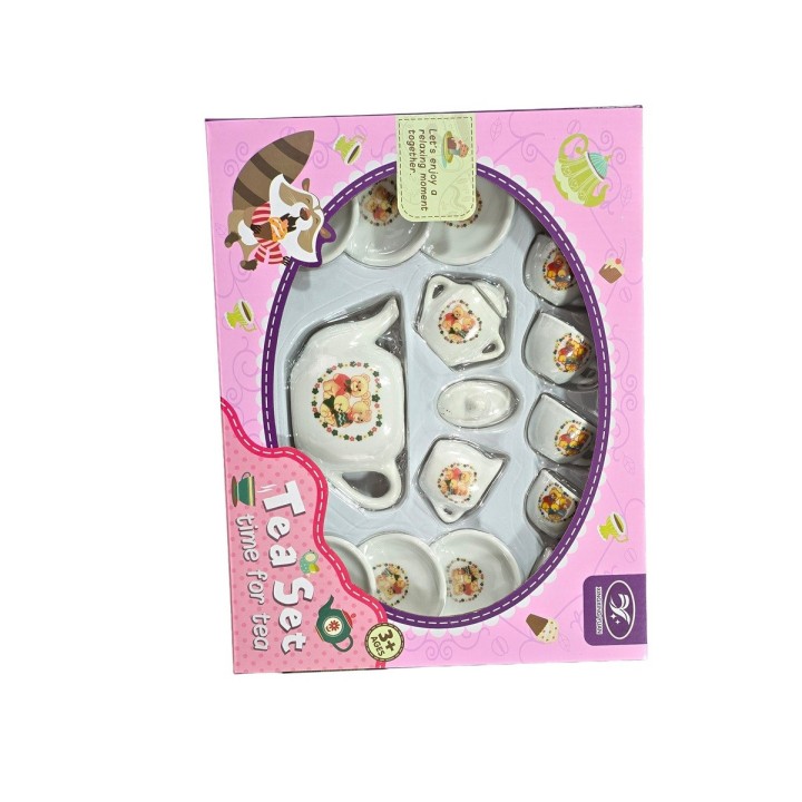 Juego De Te Mini Porcelana Juguete Tetera Platos Ositos