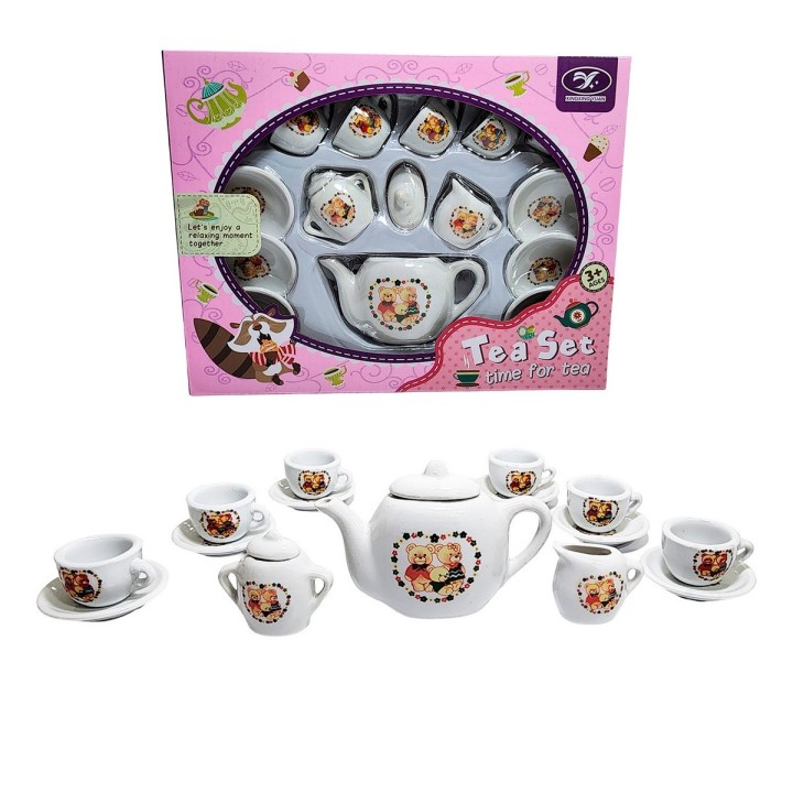 Juego De Te Mini Porcelana Juguete Tetera Platos Ositos