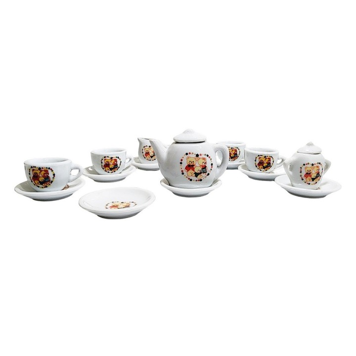 Juego De Te Porcelana Juguete Tetera Platos Pocillos Ositos