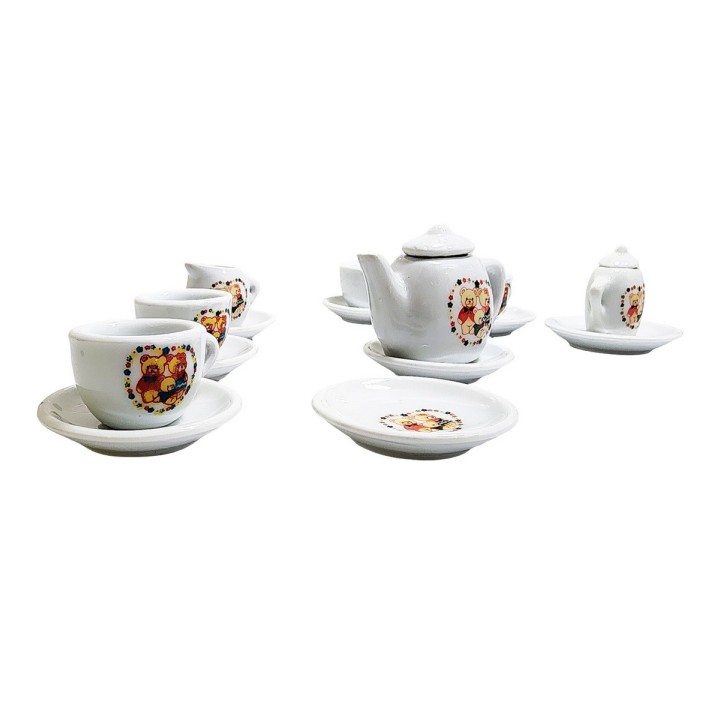 Juego De Te Porcelana Juguete Tetera Platos Pocillos Ositos