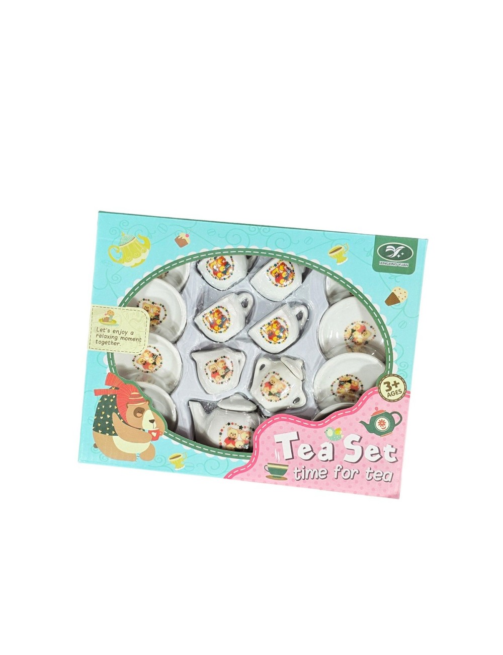 Juego De Te Porcelana Juguete Tetera Platos Pocillos Ositos