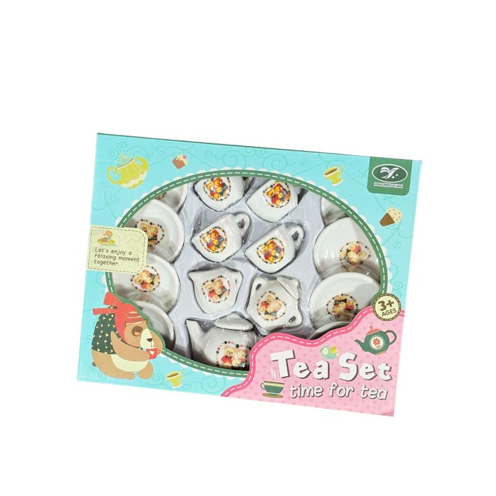Juego De Te Porcelana Juguete Tetera Platos Pocillos Ositos