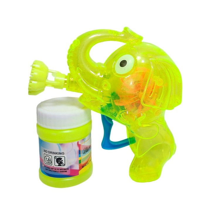Pistola Burbujera Elefante Con Luces + Liquido Burbujero