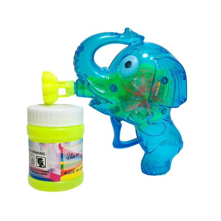 Pistola Burbujera Elefante Con Luces + Liquido Burbujero