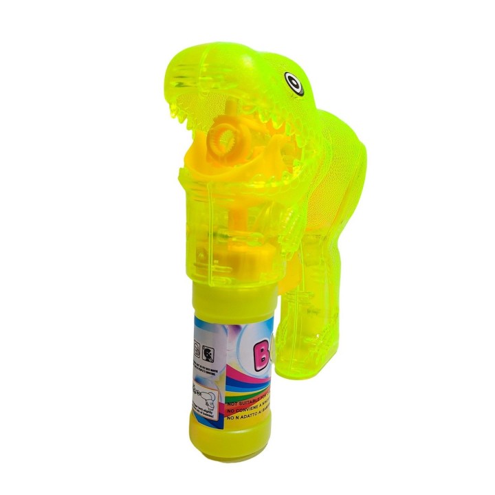 Pistola Burbujera Dinosaurio Con Luces + Liquido Burbujero