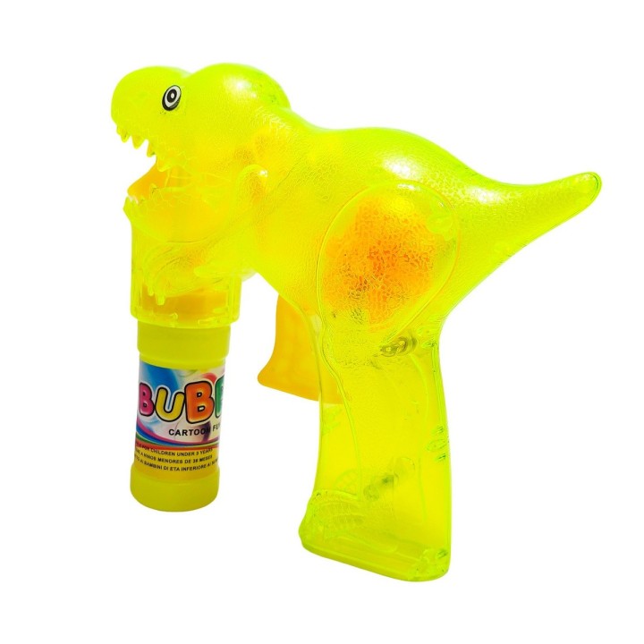 Pistola Burbujera Dinosaurio Con Luces + Liquido Burbujero