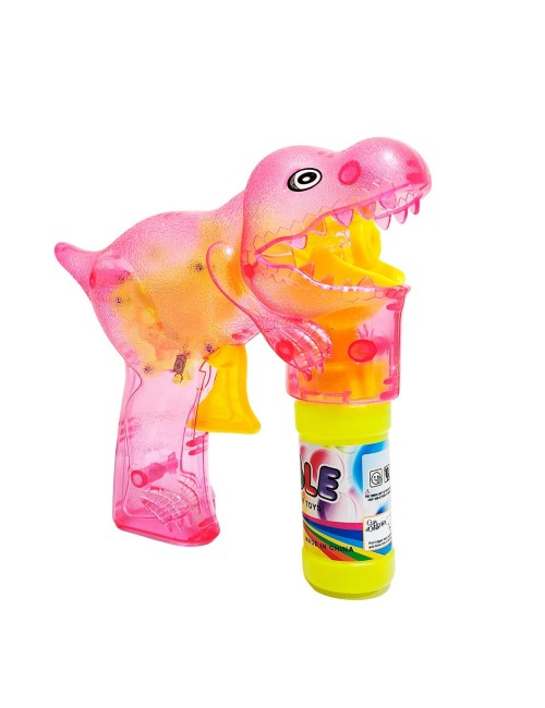 Pistola Burbujera Dinosaurio Con Luces + Liquido Burbujero