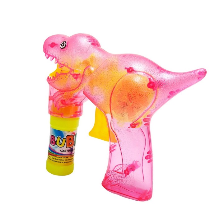 Pistola Burbujera Dinosaurio Con Luces + Liquido Burbujero