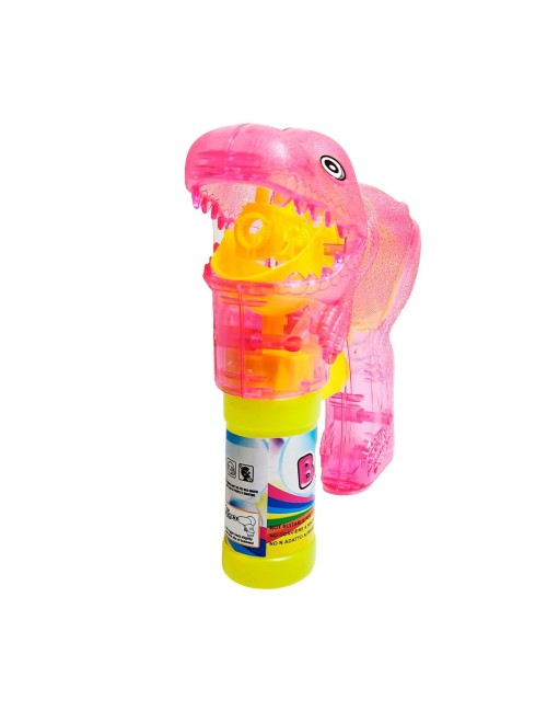 Pistola Burbujera Dinosaurio Con Luces + Liquido Burbujero