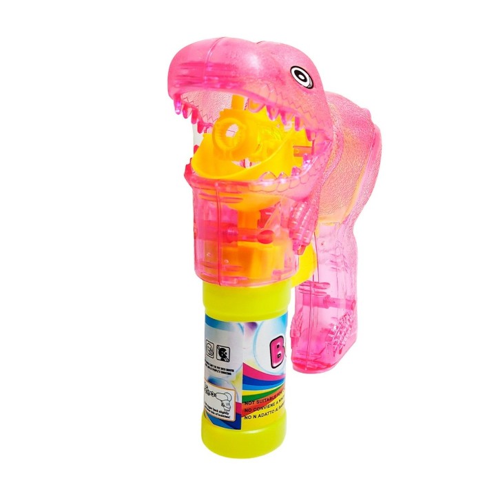Pistola Burbujera Dinosaurio Con Luces + Liquido Burbujero