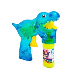 Pistola Burbujera Dinosaurio Con Luces + Liquido Burbujero