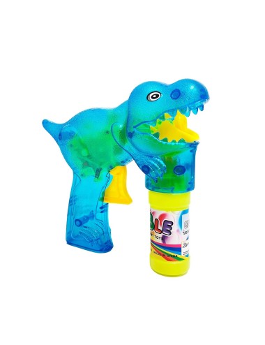 Pistola Burbujera Dinosaurio Con Luces + Liquido Burbujero