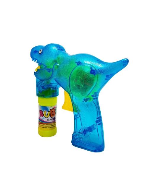 Pistola Burbujera Dinosaurio Con Luces + Liquido Burbujero