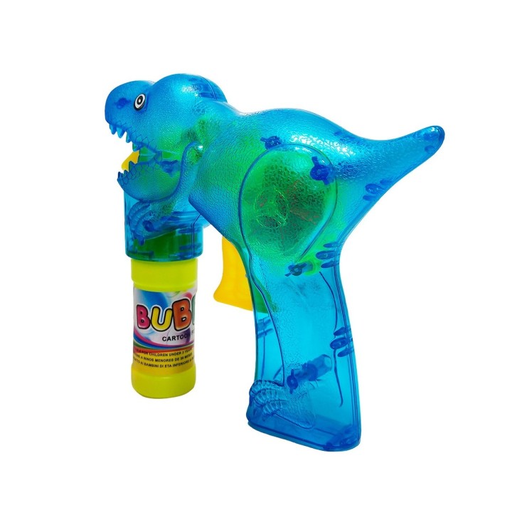 Pistola Burbujera Dinosaurio Con Luces + Liquido Burbujero