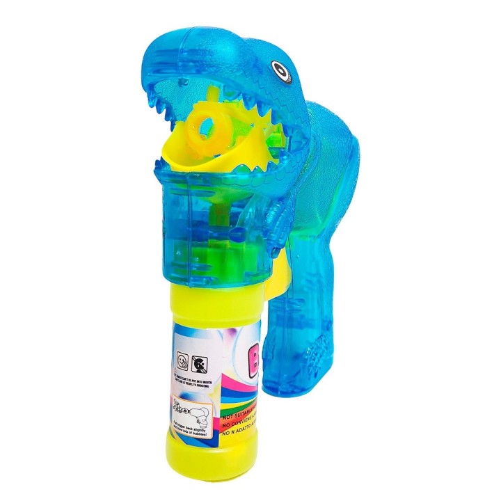 Pistola Burbujera Dinosaurio Con Luces + Liquido Burbujero