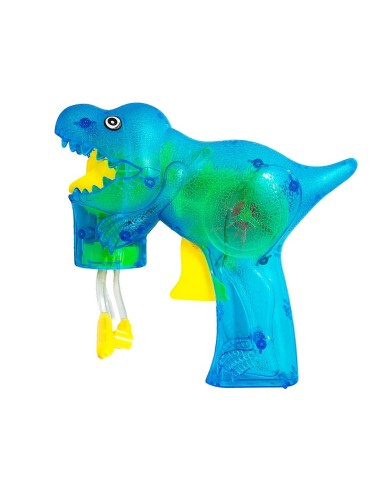 Pistola Burbujera Dinosaurio Con Luces + Liquido Burbujero