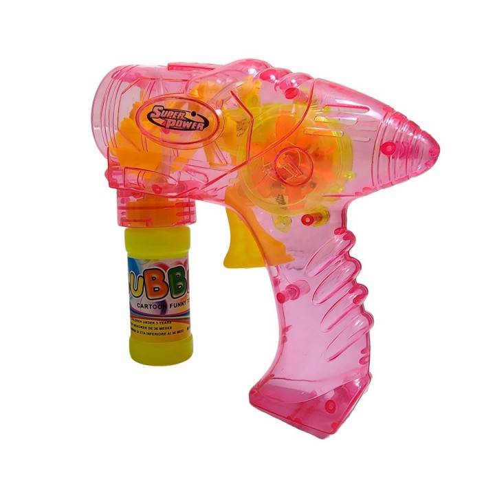 Pistola Burbujera Con Luces + Liquido Burbujero