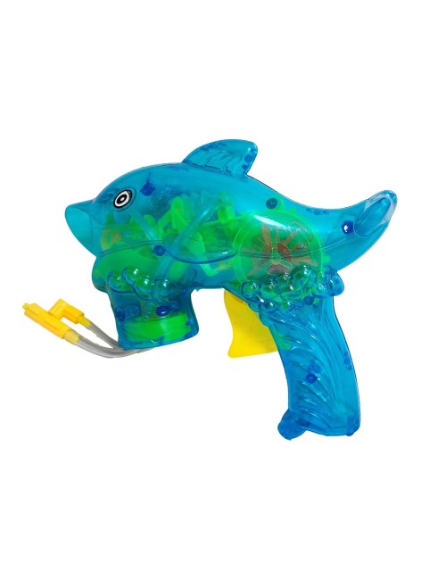 Pistola Burbujera Tiburon Con Luces + Liquido Burbujero