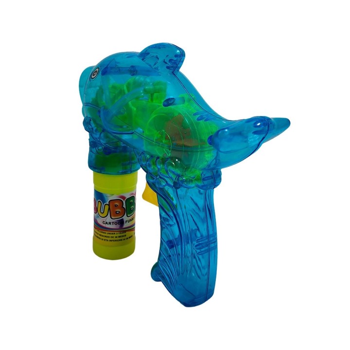 Pistola Burbujera Tiburon Con Luces + Liquido Burbujero