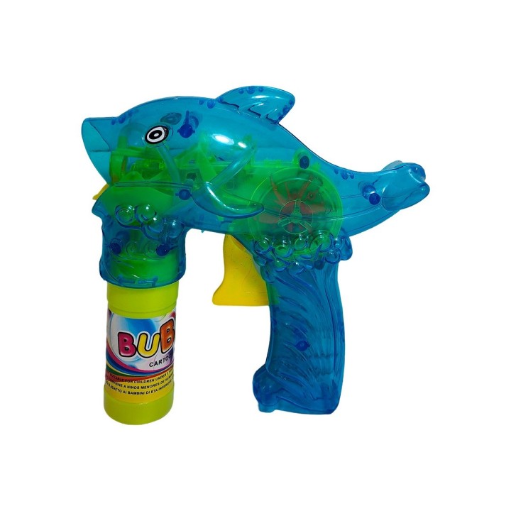 Pistola Burbujera Tiburon Con Luces + Liquido Burbujero