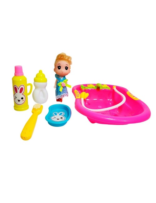 Muñeca Bebe Con Bañera Y Accesorios Juguete Interactivo
