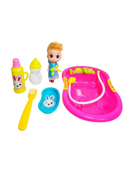 Muñeca Bebe Con Bañera Y Accesorios Juguete Interactivo