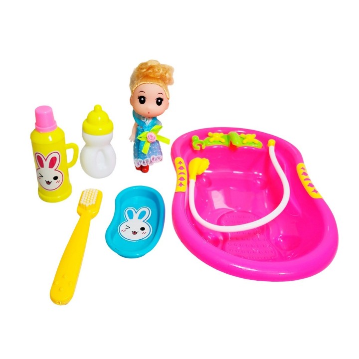 Muñeca Bebe Con Bañera Y Accesorios Juguete Interactivo