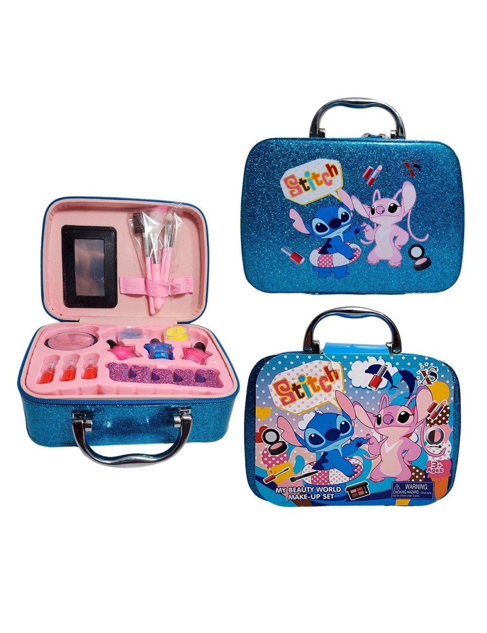Maleta Kit Maquillaje Stitch Angel Niñas Juguete Esmaltes