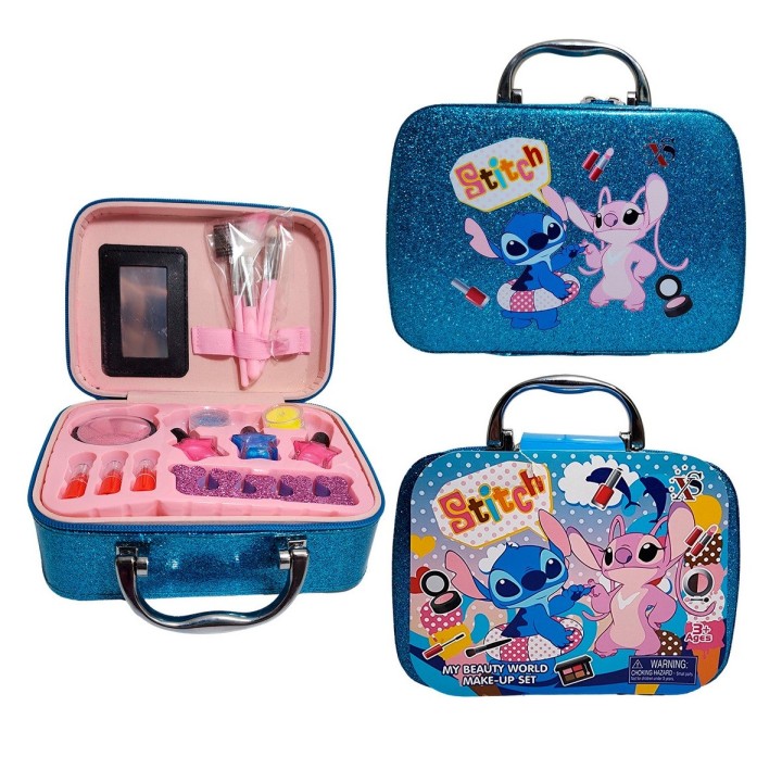 Maleta Kit Maquillaje Stitch Angel Niñas Juguete Esmaltes