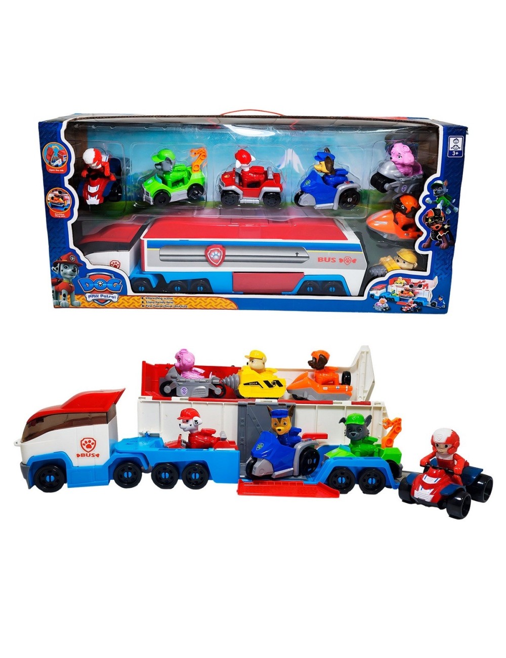 Camion Bus Tractomula Patrulla Canina Set X 7 Vehiculos