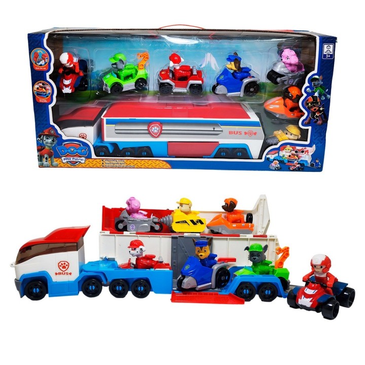 Camion Bus Tractomula Patrulla Canina Set X 7 Vehiculos