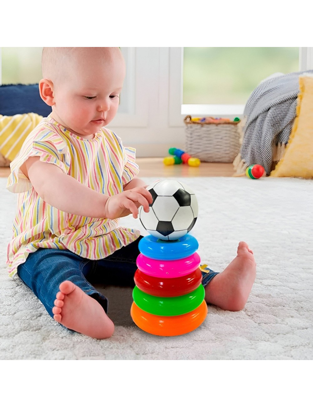 Juego Torre De Aros Para Encastre Futbol Motricidad De Bebe