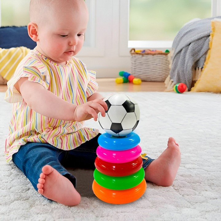 Juego Torre De Aros Para Encastre Futbol Motricidad De Bebe