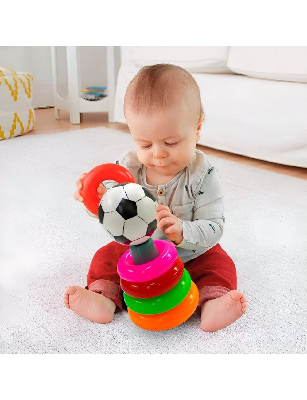 Juego Torre De Aros Para Encastre Futbol Motricidad De Bebe
