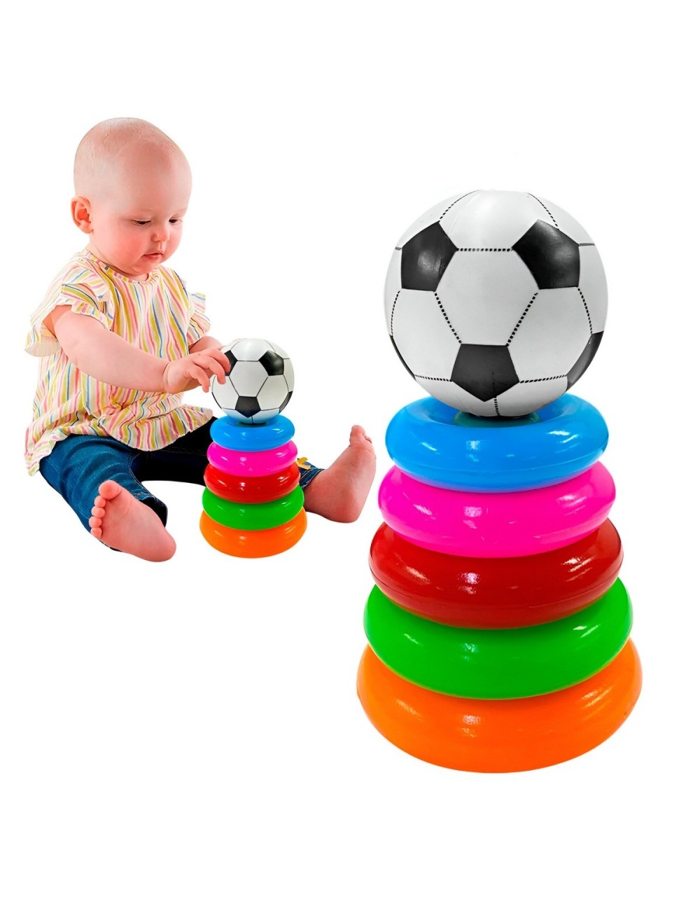 Juego Torre De Aros Para Encastre Futbol Motricidad De Bebe
