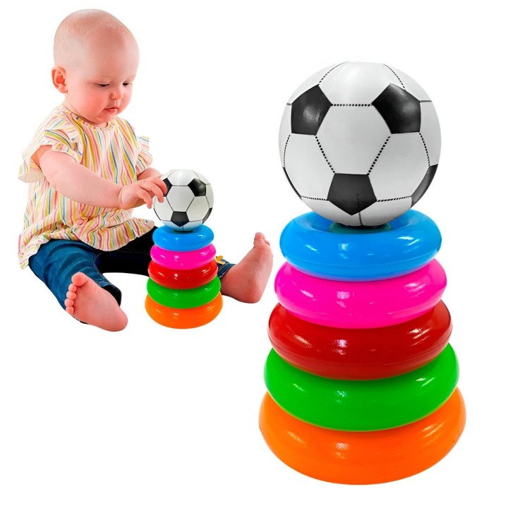 Juego Torre De Aros Para Encastre Futbol Motricidad De Bebe